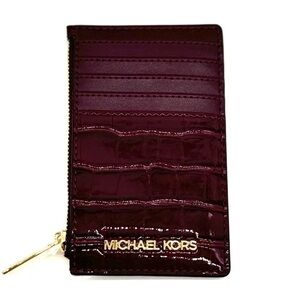 Michael Kors Medium Jet Set Travel TZ Card Case Wallet Ox Blood